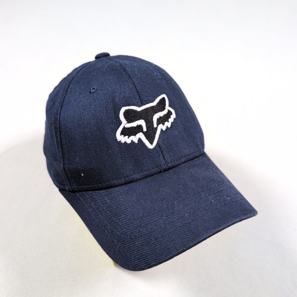 Vintage FOX Racing Fitted Hat Cap Blue Adult Sz S Embroidered Logo Y2K